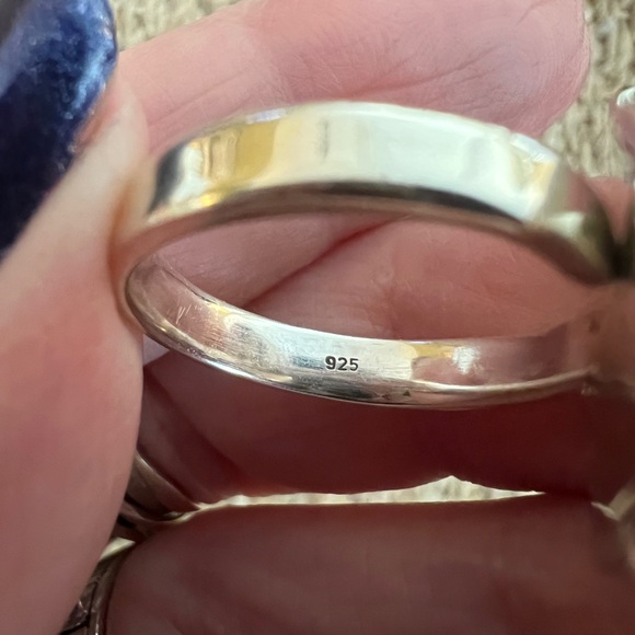 ❤️ Red Dahlia Kingman Turquoise 925 Heart Ring Navajo Southwestern Adj 6.8G - Picture 8 of 15